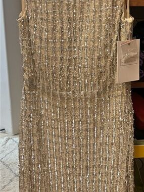 Mac Duggal Gold Sequin Strapless Evening Gown